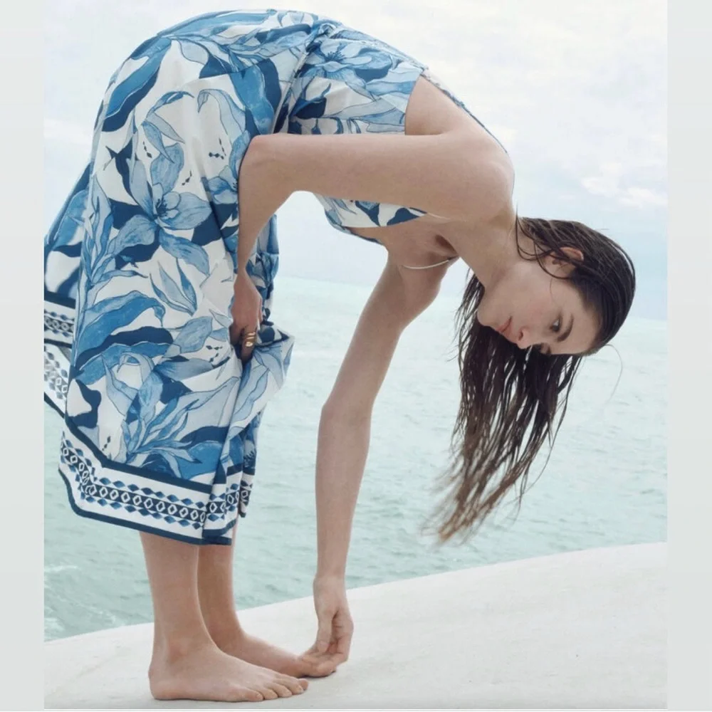H & M | Blue Floral Midi Dress - Picture 4 of 5